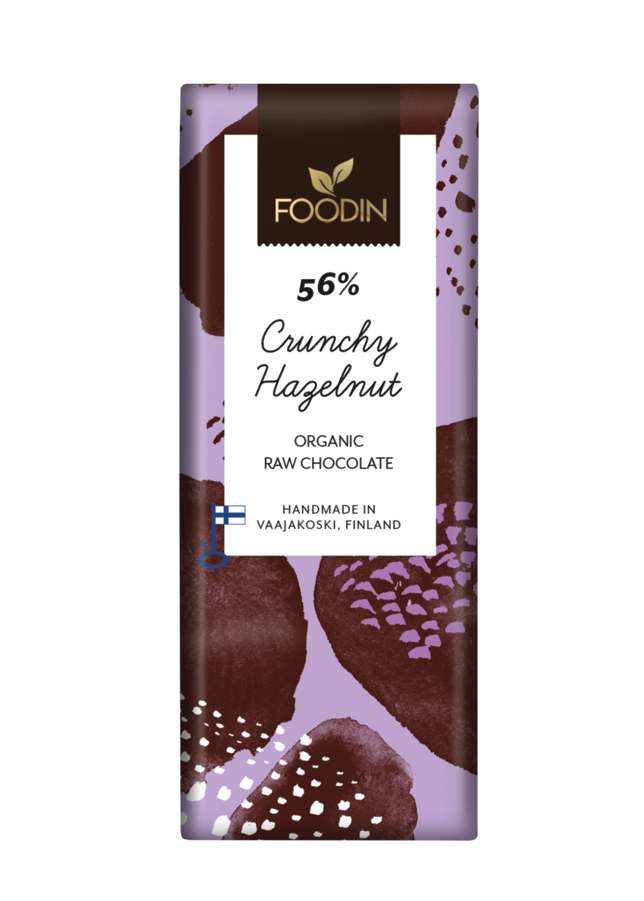 Raakasuklaa Crunchy Hazelnut 56 % 40 g Luomu